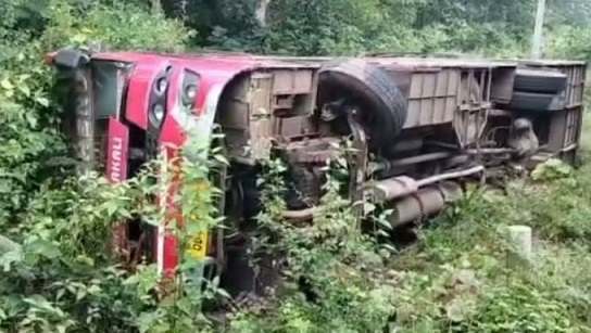 Two youths killed as bike hits tipper lorry, Close shave for passengers as bus overturns 